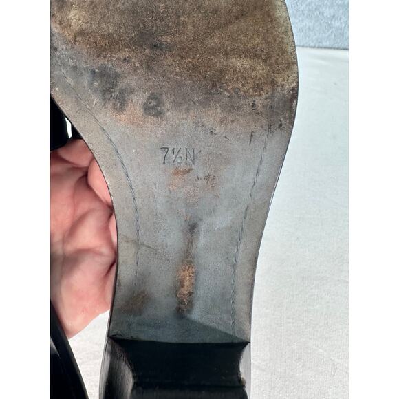 Donald J Pliner Women's sz 7.5 N Ronny Black Leather Slip On Square Toe 90s Y2K - Picture 10 of 11